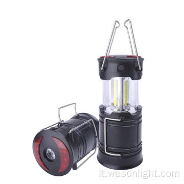 Nuova lanterna da campeggio portatile a LED portatile per esterni per esterno a prova di batteria da 3 su 1 con riflettori e luce di avvertimento rossa
